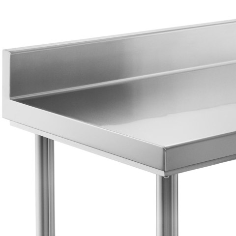 Stół blat roboczy stalowy nierdzewny przyścienny z rantem i półką 120x70cm Stół blat roboczy stalowy nierdzewny przyścienny z rantem i półką 120x70cm