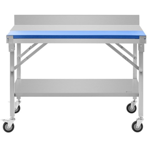 Stół roboczy na kółkach z deską do krojenia stalowy nierdzewny z rantem i półką 120x70cm Stół roboczy na kółkach z deską do krojenia stalowy nierdzewny z rantem i półką 120x70cm