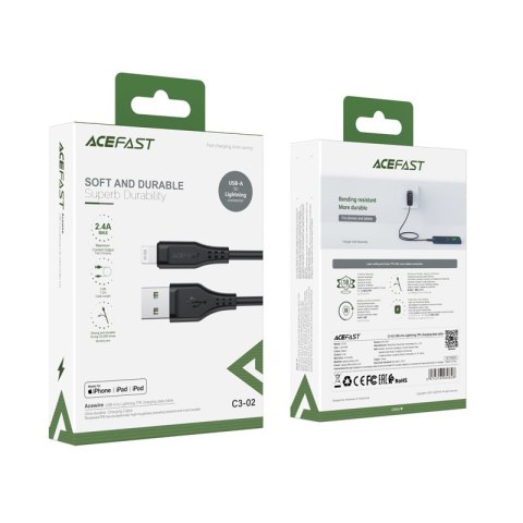 Kabel przewód do iPhone MFI USB - Lightning 2.4A 1.2m czarny Kabel przewód do iPhone MFI USB - Lightning 2.4A 1.2m czarny