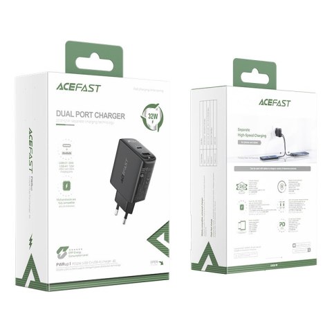 Ładowarka sieciowa USB-C USB 32W PPS PD QC 3.0 AFC FCP czarny Ładowarka sieciowa USB-C USB 32W PPS PD QC 3.0 AFC FCP czarny