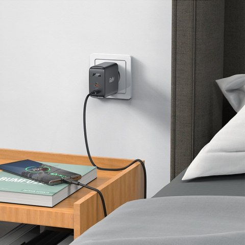 Ładowarka sieciowa A29 GaN dwa porty USB-C PD 50W czarny Ładowarka sieciowa A29 GaN dwa porty USB-C PD 50W czarny