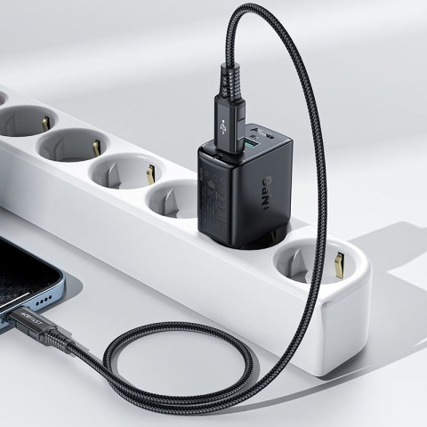 Ładowarka sieciowa GaN 2x USB 18W QC 3.0 AFC FCP czarny Ładowarka sieciowa GaN 2x USB 18W QC 3.0 AFC FCP czarny