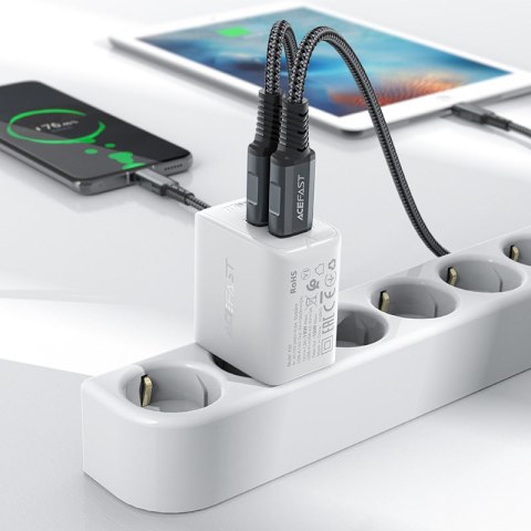 Ładowarka sieciowa GaN 2x USB 18W QC 3.0 AFC FCP czarny Ładowarka sieciowa GaN 2x USB 18W QC 3.0 AFC FCP czarny
