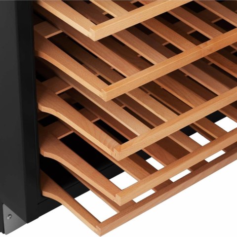 Lodówka na wino 6 półek podświetlanych LED 46 butelek 135L czarno-srebrna Lodówka na wino 6 półek podświetlanych LED 46 butelek 135L czarno-srebrna