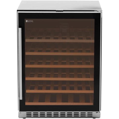 Lodówka na wino 6 półek podświetlanych LED 46 butelek 135L czarno-srebrna Lodówka na wino 6 półek podświetlanych LED 46 butelek 135L czarno-srebrna