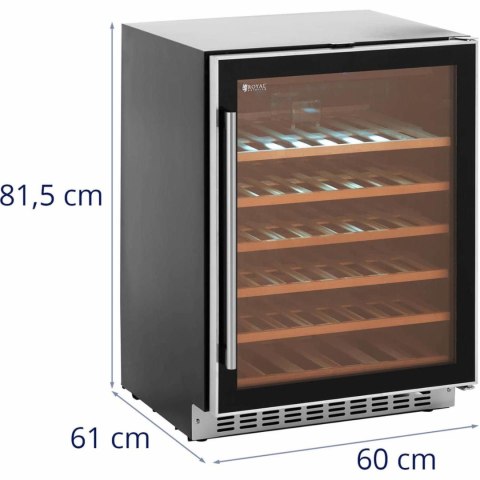 Lodówka na wino 6 półek podświetlanych LED 46 butelek 135L czarno-srebrna Lodówka na wino 6 półek podświetlanych LED 46 butelek 135L czarno-srebrna