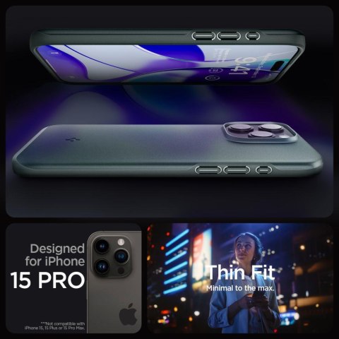 Etui ochronne do iPhone 15 Pro Thin Fit zielone Etui ochronne do iPhone 15 Pro Thin Fit zielone