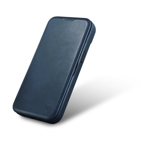 Skórzane etui iPhone 14 Pro Max z klapką magnetyczne MagSafe CE Oil Wax Premium Leather granatowy