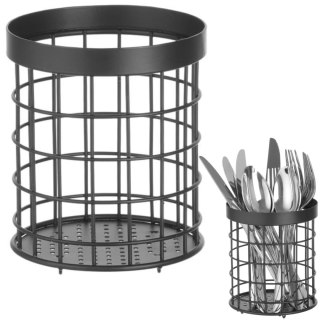 Pojemnik koszyk na sztućce okrągły czarny śr. 120 mm - Hendi 427033