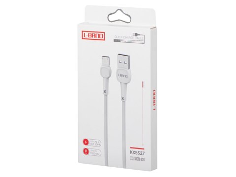 L-BRNO Kabel USB - micro USB ładowarka szybkie ładowanie Quick Charge biały 2A 100 cm L-BRNO Kabel USB - micro USB ładowarka szybkie ładowanie Quick Charge biały 2A 100 cm