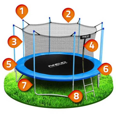 Trampolina ogrodowa 13ft/404cm z siatką wewnętrzną i drabinką Neo-Sport + maszyna do baniek GRATIS
