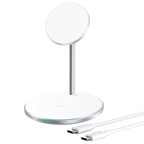 Ładowarka bezprzewodowa Qi 15W do iPhone i AirPods + uchwyt magnetyczny MagSafe srebrny Ładowarka bezprzewodowa Qi 15W do iPhone i AirPods + uchwyt magnetyczny MagSafe srebrny