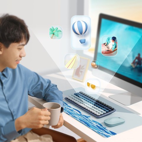 Bezprzewodowa klawiatura z podświetleniem KU101 Bluetooth USB-C niebieska Bezprzewodowa klawiatura z podświetleniem KU101 Bluetooth USB-C niebieska