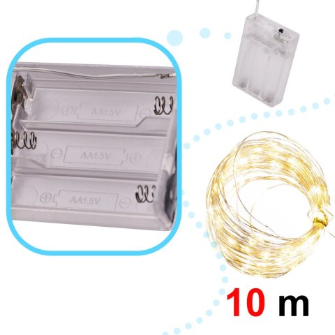 Lampki LED druciki dekoracyjne świąteczne choinkowe 10m 100LED ciepły biały