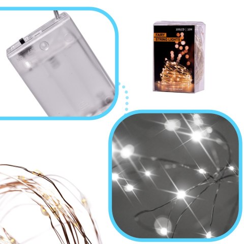 Lampki LED druciki dekoracyjne świąteczne choinkowe 5m 50LED zimny biały