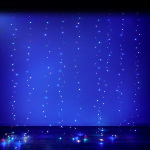 Lampki LED kurtyna girlanda druciki świąteczne choinkowe 3x3m 300LED multikolor pilot USB