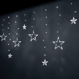 Lampki LED kurtyna gwiazdki świąteczne choinkowe 2,5m 138LED zimny biały 8 trybów świecenia