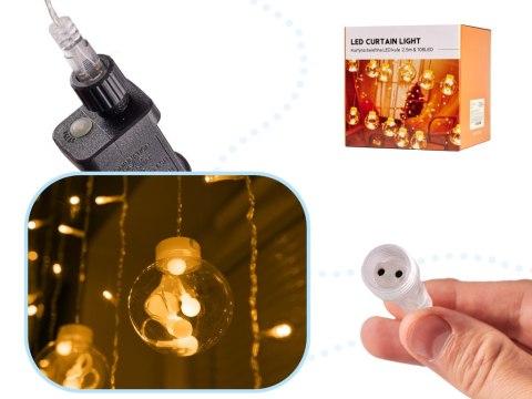 Lampki LED kurtyna kule wiszące świąteczne choinkowe 3m 108LED ciepły biały