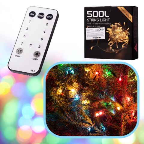 Lampki LED łańcuch na kole ślub wesele 50m 500LED z pilotem 8 trybów świecenia Lampki LED łańcuch na kole ślub wesele 50m 500LED z pilotem 8 trybów świecenia