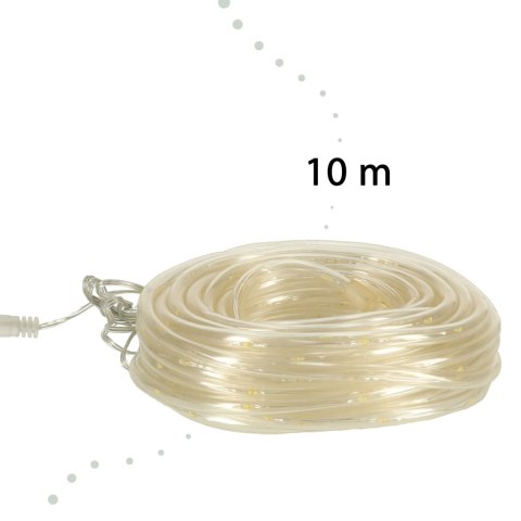 Lampki LED zewnętrzne wąż świetlny sznur na balkon świąteczne choinkowe 10m 100LED ciepły biały 8 trybów świecenia