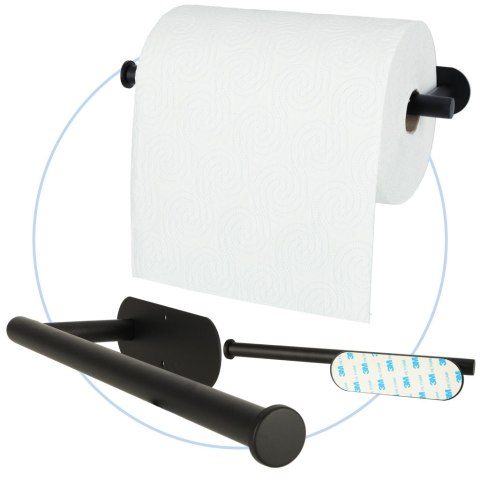 Uchwyt wieszak na papier ręcznik papierowy kuchenny taśma dwustronna mat loft czarny Uchwyt wieszak na papier ręcznik papierowy kuchenny taśma dwustronna mat loft czarny