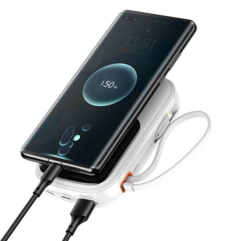Powerbank z szybkim ładowaniem 10000mAh 22.5W QC-PD-SCP-FCP kabel USB-C biały Powerbank z szybkim ładowaniem 10000mAh 22.5W QC-PD-SCP-FCP kabel USB-C biały