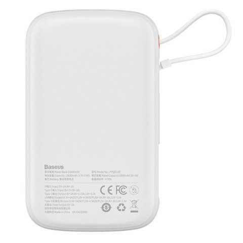 Powerbank z szybkim ładowaniem 10000mAh 22.5W QC-PD-SCP-FCP kabel USB-C biały Powerbank z szybkim ładowaniem 10000mAh 22.5W QC-PD-SCP-FCP kabel USB-C biały