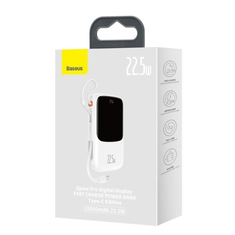 Powerbank z szybkim ładowaniem 10000mAh 22.5W QC-PD-SCP-FCP kabel USB-C biały Powerbank z szybkim ładowaniem 10000mAh 22.5W QC-PD-SCP-FCP kabel USB-C biały