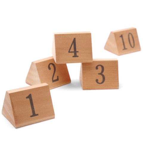 Numery tabliczki informacyjne na stoliki od 1 do 10 drewniane 10 szt. - Hendi 664322 Numery tabliczki informacyjne na stoliki od 1 do 10 drewniane 10 szt. - Hendi 664322