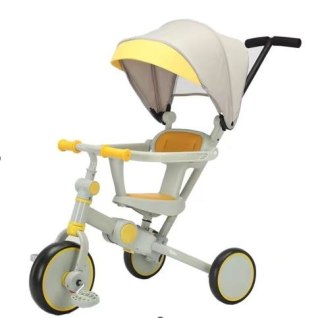 Rowerek trójkołowy TRIKE FIX V4 rower spacerówka rowerek biegowy 6w1 szary żółty