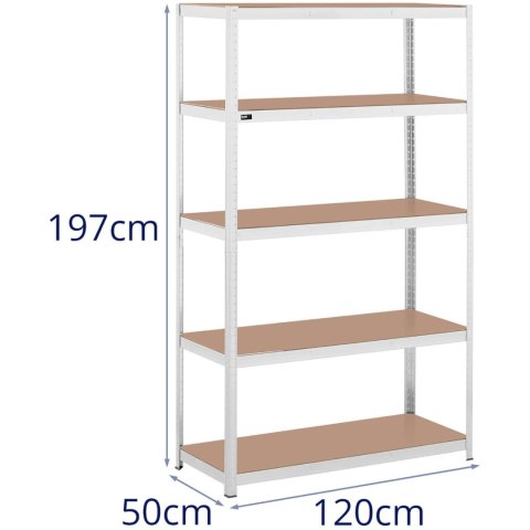 Regał magazynowy metalowy 5 półek 750 kg 120 x 50 x 197 cm szary