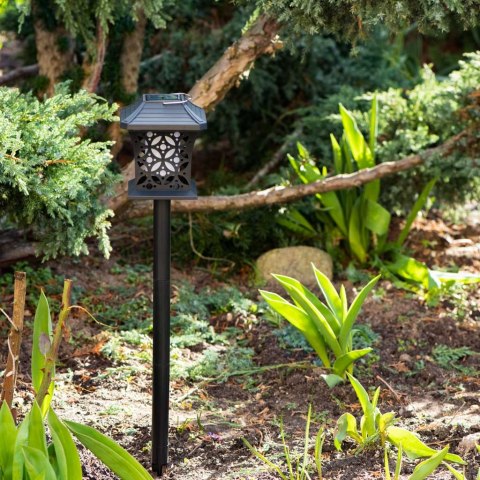 Lampa solarna ogrodowa ażurowa latarenka wisząca wbijana lampion 12 LED