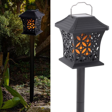 Lampa solarna ogrodowa ażurowa latarenka wisząca wbijana lampion 12 LED