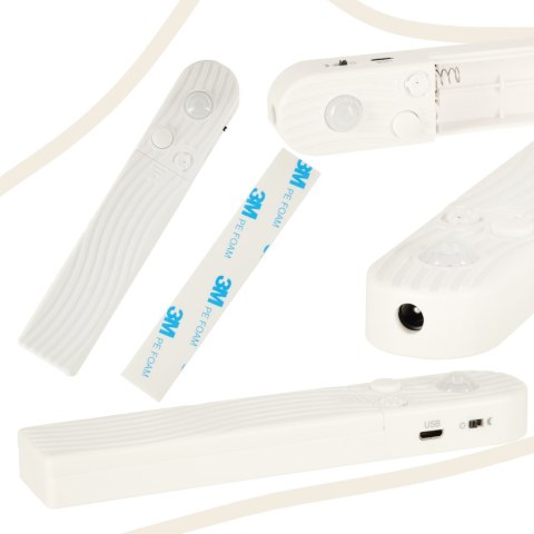 Taśma LED wodoodporna na baterie USB czujnik ruchu 1M 59LED zimny biały Taśma LED wodoodporna na baterie USB czujnik ruchu 1M 59LED zimny biały