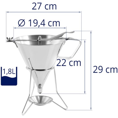 Dozownik pistolet lejek do sosów polew ze stali nierdzewnej + stojak 3 dysze 1.8 l Dozownik pistolet lejek do sosów polew ze stali nierdzewnej + stojak 3 dysze 1.8 l