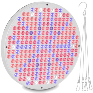 Lampa do uprawy wzrostu roślin pełne spektrum okrągła śr. 33 cm 250 LED 50 W srebrna