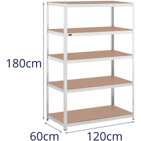 Regał magazynowy metalowy 5 półek 750 kg 120 x 60 x 180 cm szary