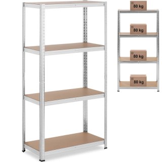 Regał magazynowy metalowy 4 półki 320 kg 80 x 40 x 160 cm szary