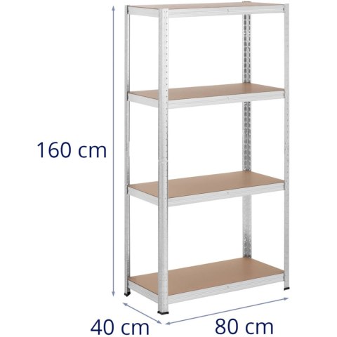 Regał magazynowy metalowy 4 półki 320 kg 80 x 40 x 160 cm szary