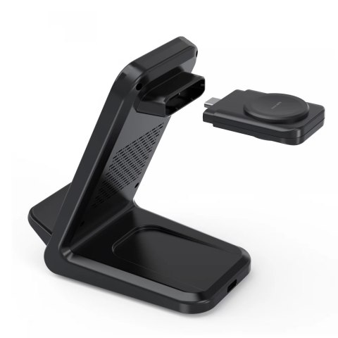 4w1 Stacja ładująca indukcyjna Qi 15W do smartfonów smartwatchów i słuchawek czarna 4w1 Stacja ładująca indukcyjna Qi 15W do smartfonów smartwatchów i słuchawek czarna