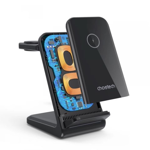 4w1 Stacja ładująca indukcyjna Qi 15W do smartfonów smartwatchów i słuchawek czarna 4w1 Stacja ładująca indukcyjna Qi 15W do smartfonów smartwatchów i słuchawek czarna