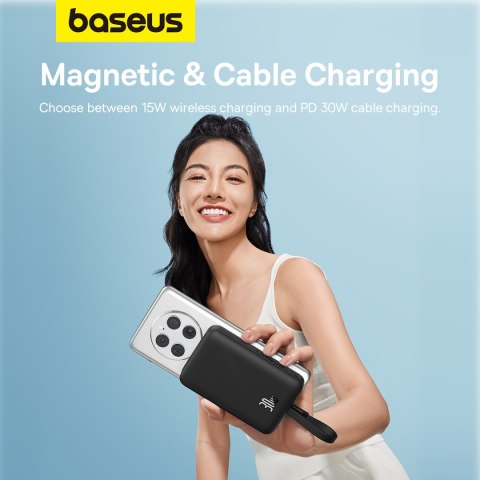 Mini Powerbank MagSafe 10000mAh 30W z kablem USB-C 0.3m czarny