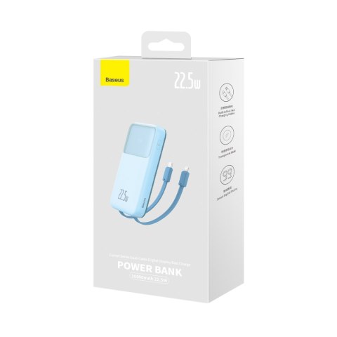 Powerbank z wyświetlaczem 10000mAh 22.5W Comet Series + kabel USB-A - USB-C 0.3m niebieski