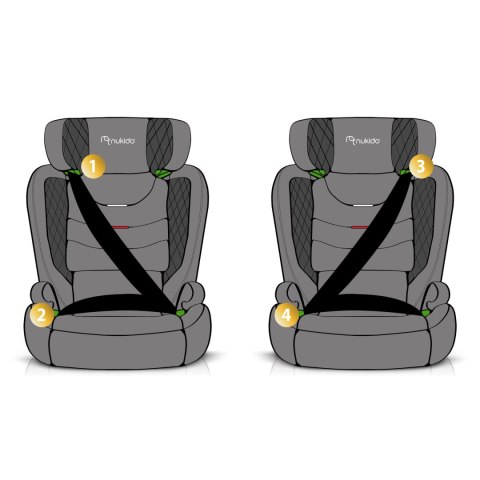 Fotelik samochodowy Nukido Lousi czarny 15-36 kg ISOFIX