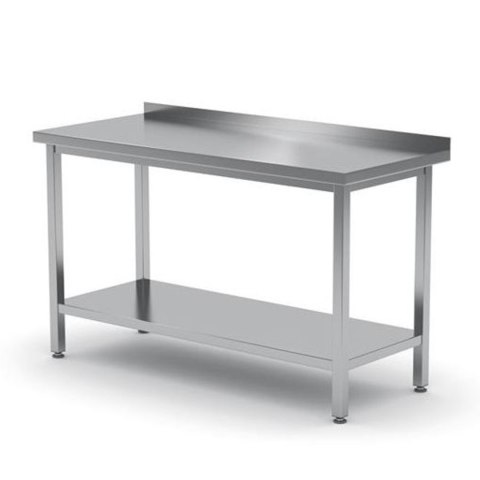 Stół blat roboczy do kuchni stalowy przyścienny z rantem i półką 180x60cm - Hendi 811504 Stół blat roboczy do kuchni stalowy przyścienny z rantem i półką 180x60cm - Hendi 811504