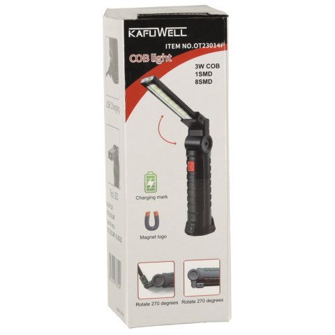 Lampa warsztatowa latarka LED USB 5 trybów składana magnes hak akumulator 1200 mAh 200 lm KAFUWELL