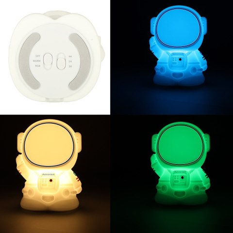 Lampka nocna dla dzieci silikonowa dotykowa miękka 8 LED USB RGB biała astronauta