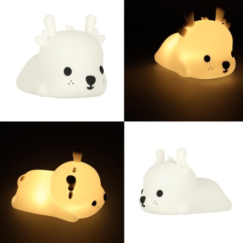 Lampka nocna dla dzieci silikonowa dotykowa miękka RGB LED USB jelonek