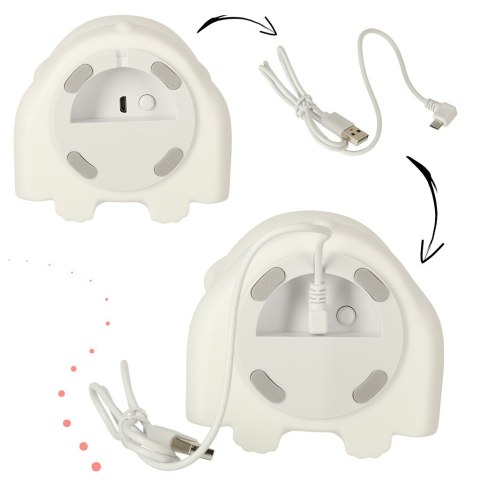 Lampka nocna dla dzieci silikonowa dotykowa miękka 8 LED USB RGB biała piesek