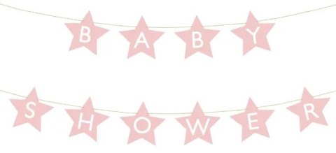 Baner napis na baby shower gwiazdki jasnoróżowe 290cm x 16,5cm Baner napis na baby shower gwiazdki jasnoróżowe 290cm x 16,5cm